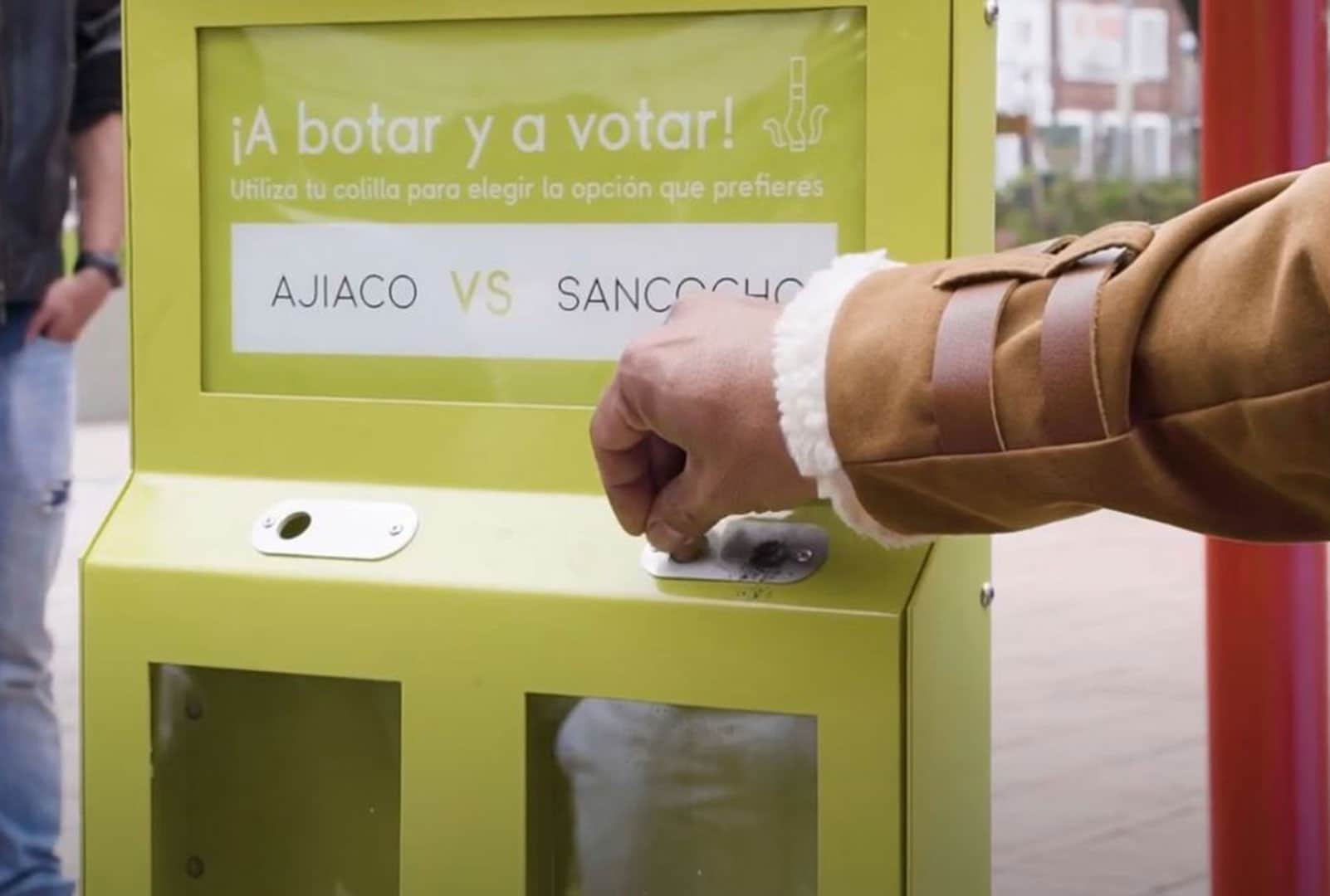 Smoker disposing of cigarette butt in Bogota, Colombia